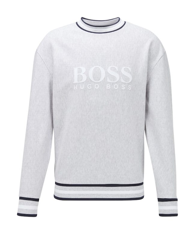سويت شيرت بشعار Loungewear من Hugo Boss من الجاكار القطني بالإبرة